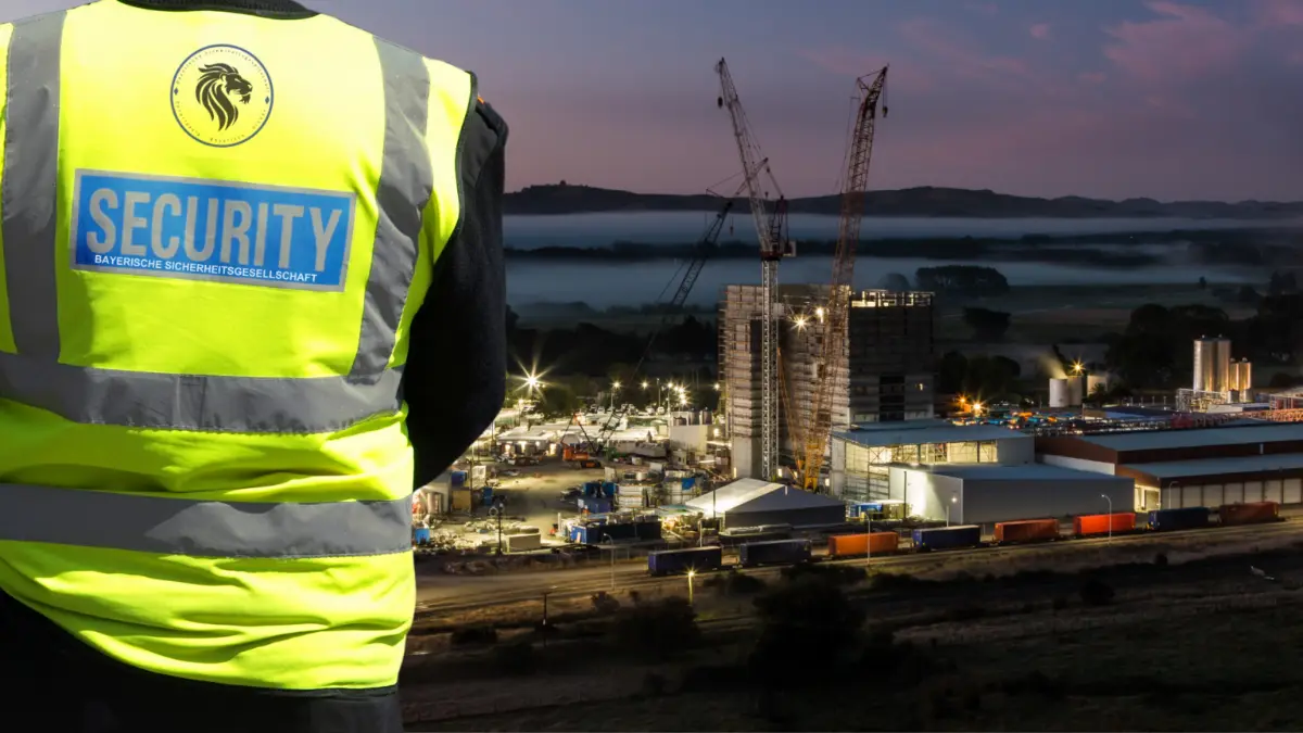 Sicherheitsmitarbeiter der BSG24 bei der Baustellenbewachung in Bayern