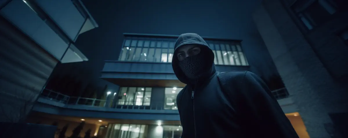 Unbefugter bei Nacht an einer abgelegenen Maschinenhalle